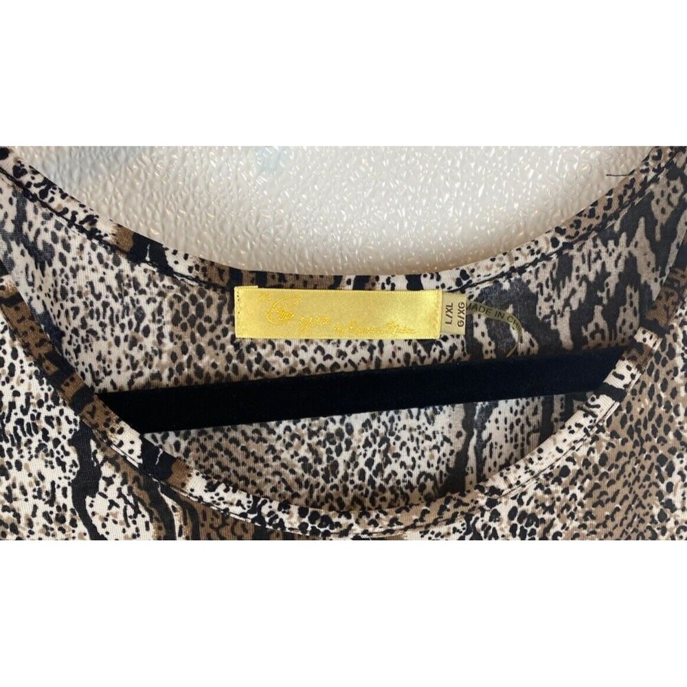Cynthia Mehra Snake Skin Mini Dress Tunic Sleeveless Size L/XL Uneven Hemline - Picture 2 of 7